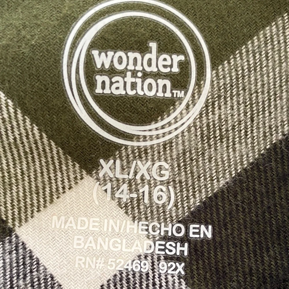 Outdoor Life Green Plaid Button Down Shirt - size Boys XL